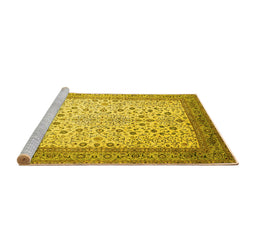 Sideview of Machine Washable Persian Yellow Traditional Rug, wshtr218yw