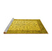 Sideview of Machine Washable Persian Yellow Traditional Rug, wshtr218yw