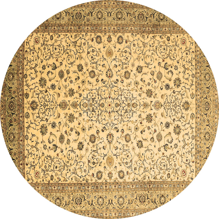 Round Persian Brown Traditional Rug, tr218brn
