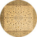 Round Persian Brown Traditional Rug, tr218brn