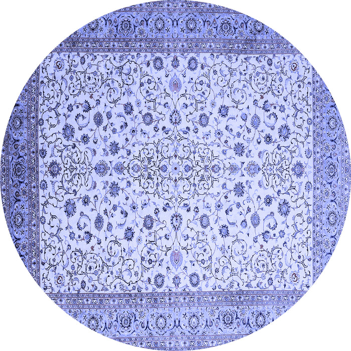 Round Machine Washable Persian Blue Traditional Rug, wshtr218blu
