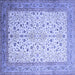 Square Machine Washable Persian Blue Traditional Rug, wshtr218blu