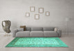 Machine Washable Persian Turquoise Traditional Area Rugs in a Living Room,, wshtr218turq