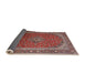 Sideview of Traditional Saffron Red Medallion Rug, tr219