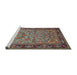 Sideview of Machine Washable Traditional Green Rug, wshtr2190