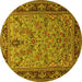 Round Machine Washable Persian Yellow Traditional Rug, wshtr2190yw