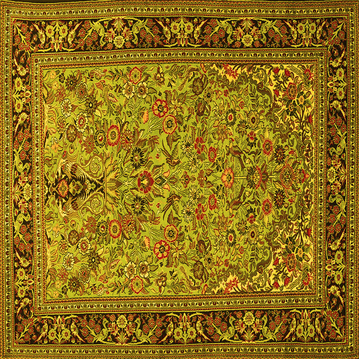Square Persian Yellow Traditional Rug, tr2190yw