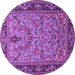 Round Machine Washable Persian Purple Traditional Area Rugs, wshtr2190pur