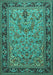 Machine Washable Persian Turquoise Traditional Area Rugs, wshtr2190turq