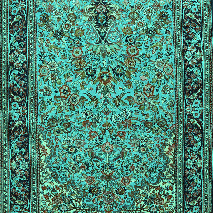 Machine Washable Persian Turquoise Traditional Area Rugs, wshtr2190turq