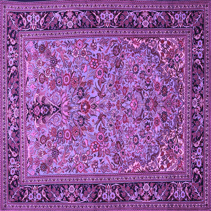 Square Machine Washable Persian Purple Traditional Area Rugs, wshtr2190pur