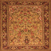 Round Machine Washable Persian Orange Traditional Area Rugs, wshtr2190org