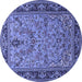 Round Machine Washable Persian Blue Traditional Rug, wshtr2190blu