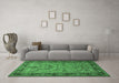 Machine Washable Persian Emerald Green Traditional Area Rugs in a Living Room,, wshtr2190emgrn