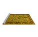 Sideview of Machine Washable Persian Yellow Traditional Rug, wshtr2190yw