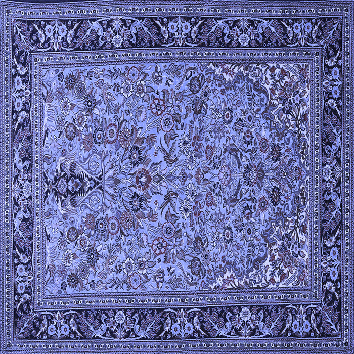 Square Machine Washable Persian Blue Traditional Rug, wshtr2190blu