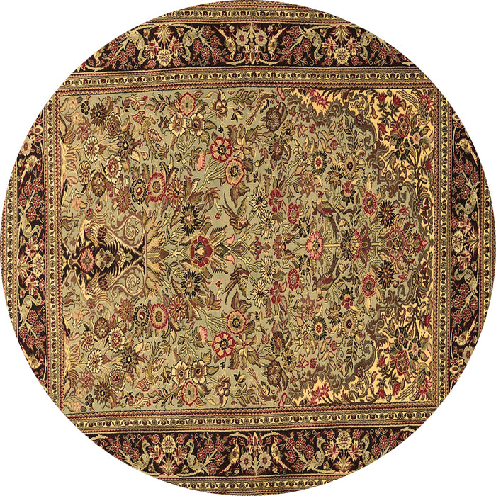 Round Persian Brown Traditional Rug, tr2190brn