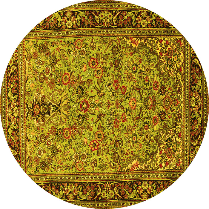 Round Persian Yellow Traditional Rug, tr2190yw