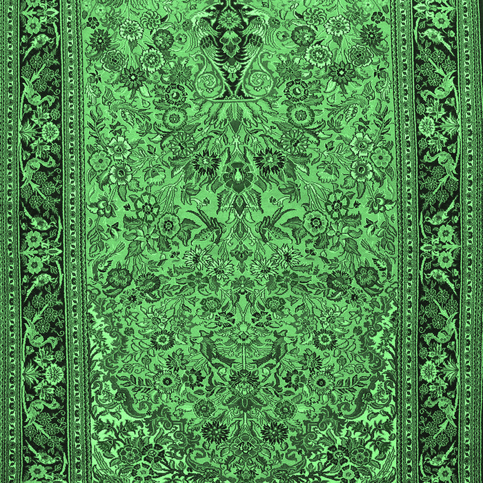 Machine Washable Persian Emerald Green Traditional Area Rugs, wshtr2190emgrn