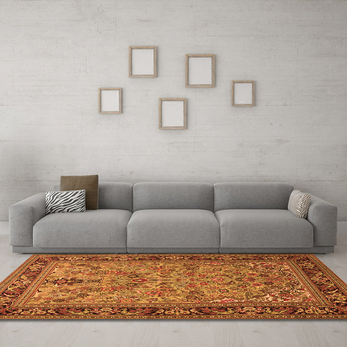 Machine Washable Persian Orange Traditional Area Rugs in a Living Room, wshtr2190org