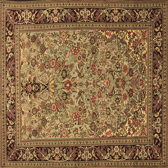 Square Machine Washable Persian Brown Traditional Rug, wshtr2190brn
