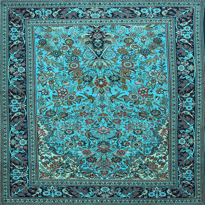 Square Machine Washable Persian Light Blue Traditional Rug, wshtr2190lblu