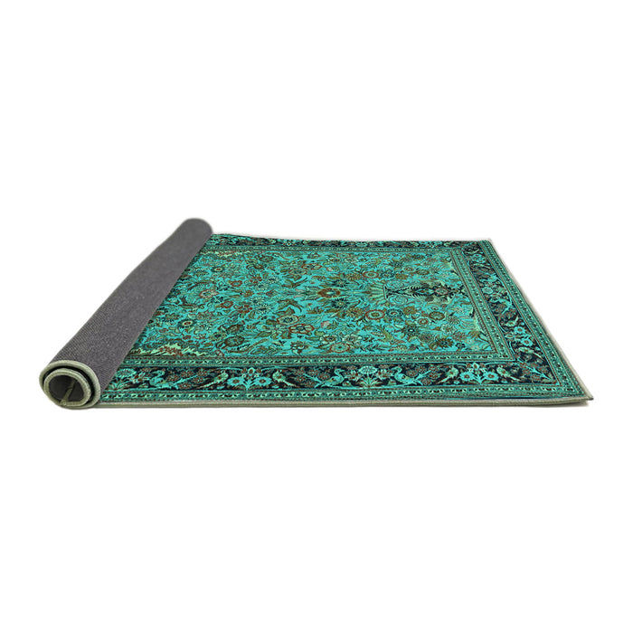 Sideview of Persian Turquoise Traditional Rug, tr2190turq