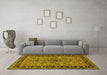 Machine Washable Persian Yellow Traditional Rug in a Living Room, wshtr2191yw