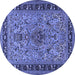 Round Machine Washable Persian Blue Traditional Rug, wshtr2191blu