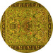 Round Machine Washable Persian Yellow Traditional Rug, wshtr2191yw