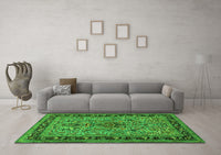 Machine Washable Persian Green Traditional Rug, wshtr2191grn