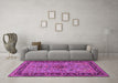 Machine Washable Persian Pink Traditional Rug in a Living Room, wshtr2191pnk