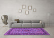 Machine Washable Persian Purple Traditional Area Rugs in a Living Room, wshtr2191pur