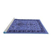 Sideview of Machine Washable Persian Blue Traditional Rug, wshtr2191blu