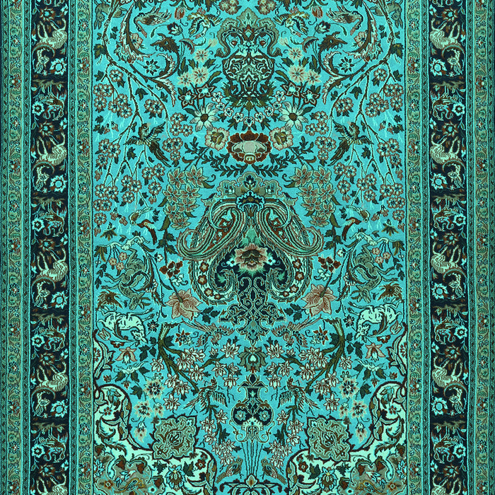 Machine Washable Persian Turquoise Traditional Area Rugs, wshtr2191turq