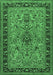 Machine Washable Persian Emerald Green Traditional Area Rugs, wshtr2191emgrn