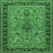 Square Machine Washable Persian Emerald Green Traditional Area Rugs, wshtr2191emgrn