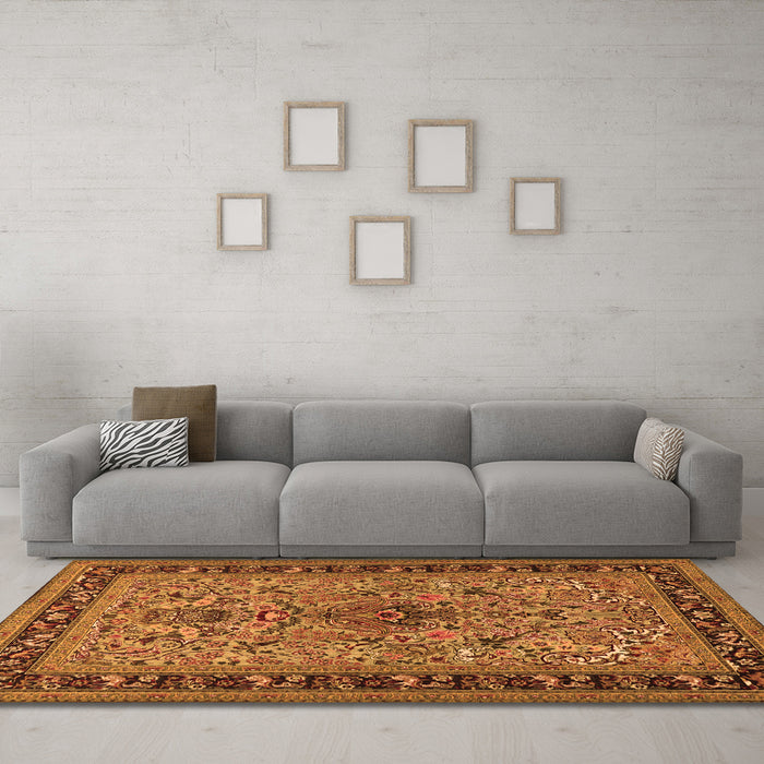 Machine Washable Persian Orange Traditional Area Rugs in a Living Room, wshtr2191org