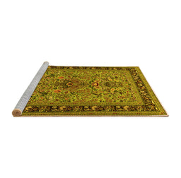 Sideview of Machine Washable Persian Yellow Traditional Rug, wshtr2191yw