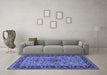 Machine Washable Persian Blue Traditional Rug in a Living Room, wshtr2191blu