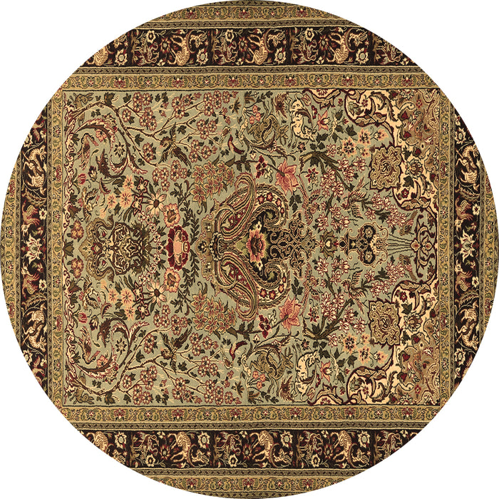 Round Machine Washable Persian Brown Traditional Rug, wshtr2191brn