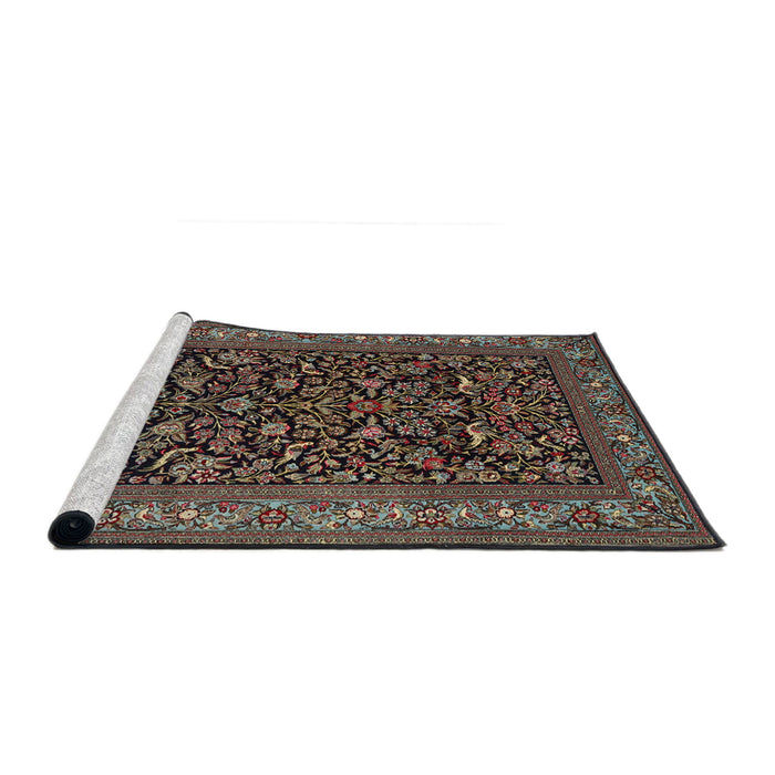 Sideview of Machine Washable Traditional Khaki Green Rug, wshtr2192