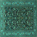 Square Machine Washable Persian Turquoise Traditional Area Rugs, wshtr2192turq