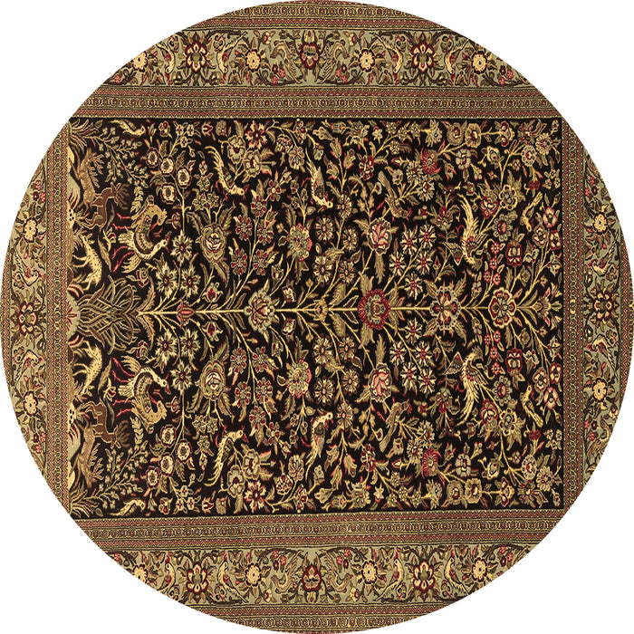 Round Machine Washable Persian Brown Traditional Rug, wshtr2192brn