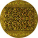 Round Machine Washable Persian Yellow Traditional Rug, wshtr2192yw