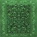 Square Machine Washable Persian Emerald Green Traditional Area Rugs, wshtr2192emgrn