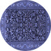 Round Machine Washable Persian Blue Traditional Rug, wshtr2192blu