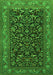 Serging Thickness of Machine Washable Persian Green Traditional Area Rugs, wshtr2192grn