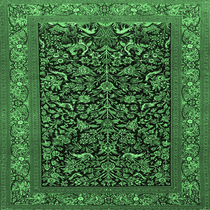 Square Persian Emerald Green Traditional Rug, tr2192emgrn