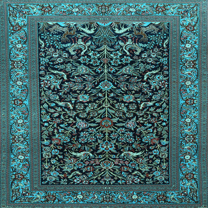 Square Machine Washable Persian Light Blue Traditional Rug, wshtr2192lblu